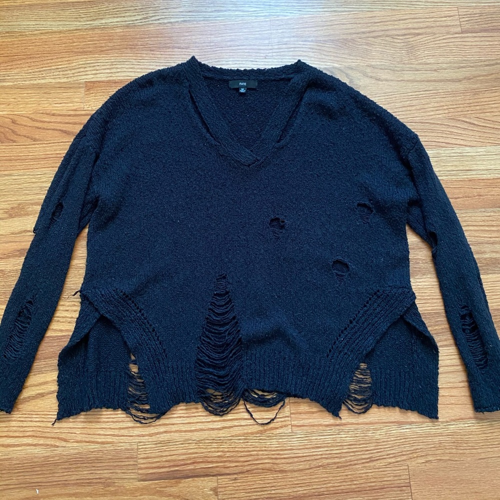 Black (looks navy) ripped sweater